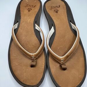 Reef Women's Brown Leather Flip Flops